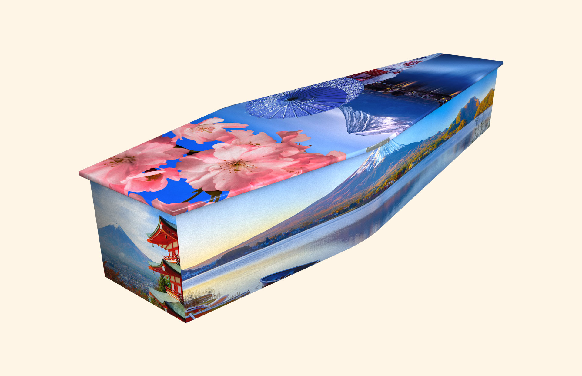 Mount Fuji design on a traditional coffin